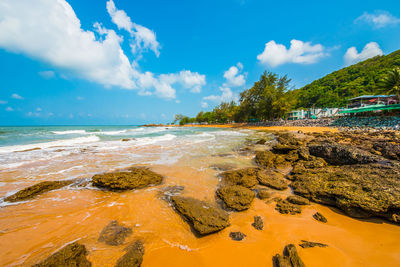 Scenic view of beach against sky