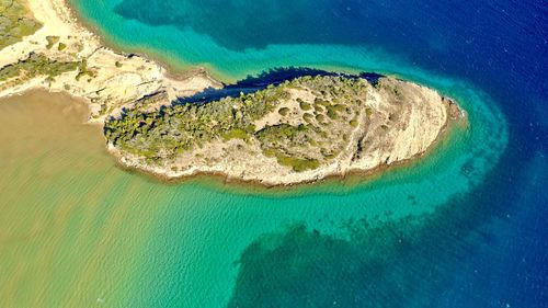 High angle view of island in sea