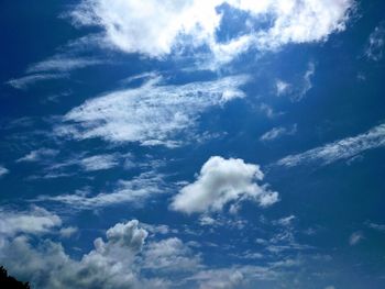 Low angle view of clouds in blue sky