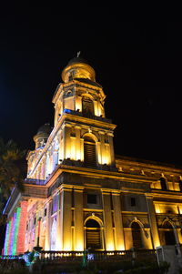 Low angle view of illuminated cathedral