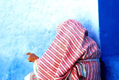 Close-up of person wearing veil