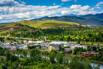 Scenic view of townscape against sky