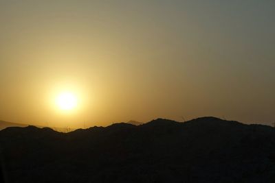 Scenic view of silhouette mountain against sky during sunset