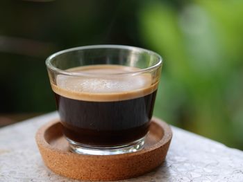 Close-up of coffee on table