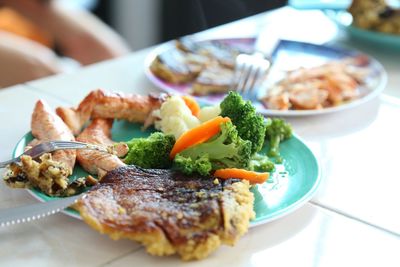 Close-up of food in plate on table