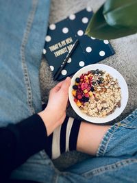 Low section of person holding breakfast