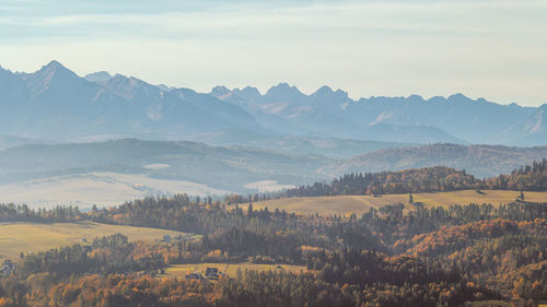Scenic view of mountains against sky
