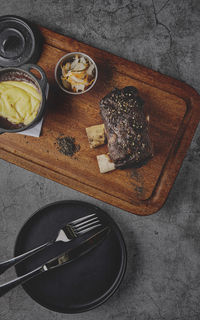 High angle view of food on table