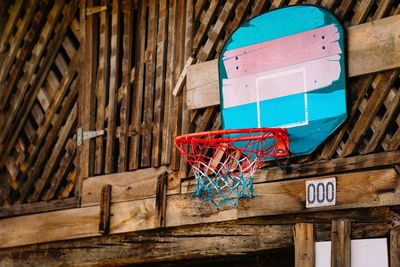 Low angle view of basketball hoop