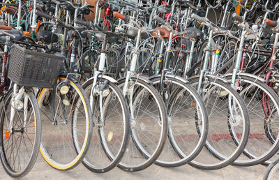 Bicycles parked in lot