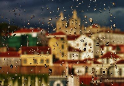 Close-up of water drops on glass