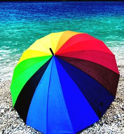 View of umbrellas on beach