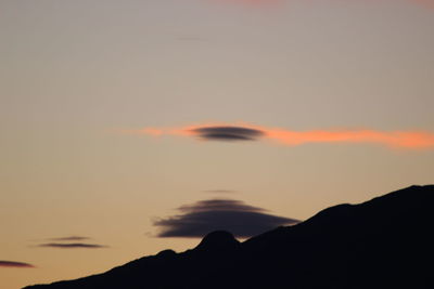 Silhouette of mountain against sky during sunset