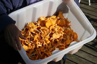 High angle view of food in bowl on table