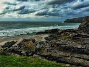 Scenic view of sea against cloudy sky