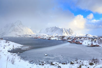 Scenic view of frozen sea against sky