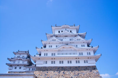 Low angle view of temple against blue sky