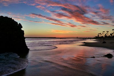 Scenic view of sea at sunset