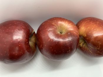 High angle view of apples on table