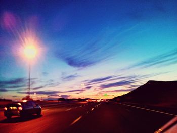 View of road at sunset