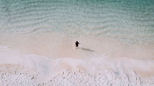 High angle view of man in sea