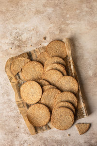 High angle view of bread