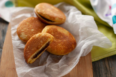 High angle view of bread on table