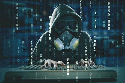 Side view of senior man seen through glass