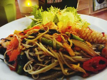 Close-up of meal served in plate on table