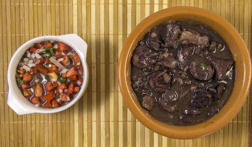 High angle view of food in bowl