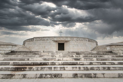 Detail of mount grappa military shrine in italy honoring fallen soldiers in world war i