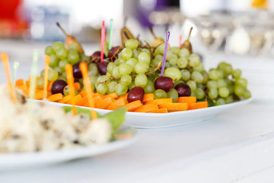 Close-up of fruits in plate