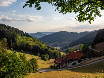 Scenic view of a farm in the mountains of the black forest in germany 