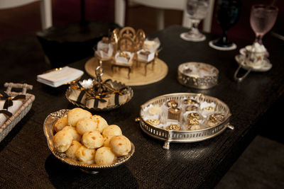 High angle view of food on table