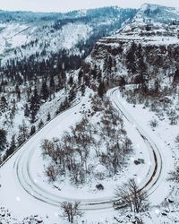 Scenic view of snow covered mountains