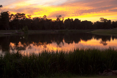 Scenic view of lake during sunset