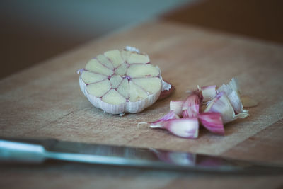 Close-up of food on cutting board