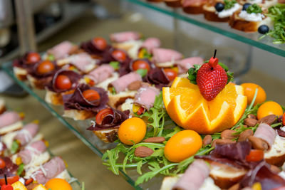 Close-up of fruits in plate