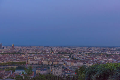 High angle view of buildings in city