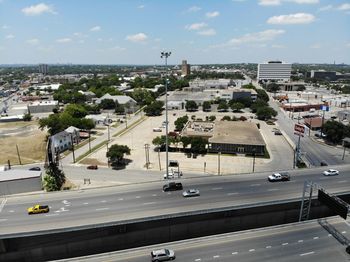 High angle view of city against sky