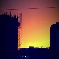 Silhouette of buildings at sunset