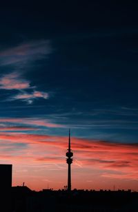 Low angle view of silhouette buildings against sky during sunset