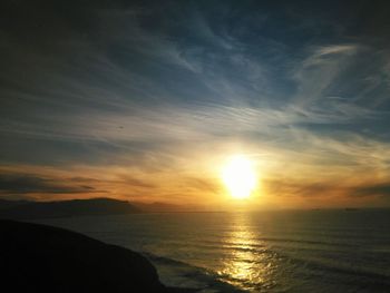 Scenic view of sea at sunset