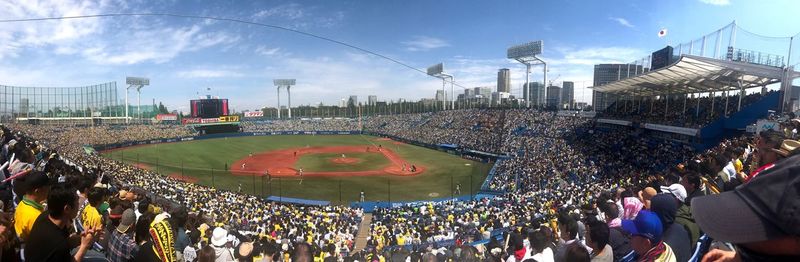 Panoramic view of crowd in city