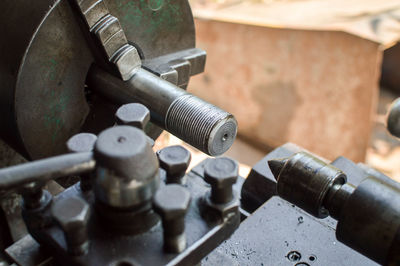 Close-up of old machine part