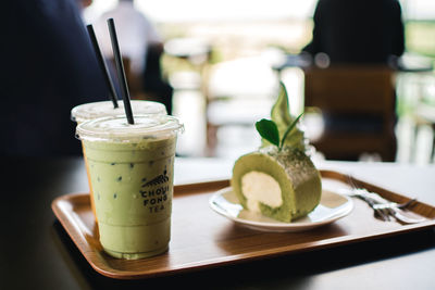 Close-up of drink served on table