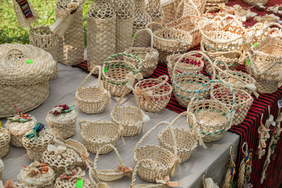 High angle view of various for sale in market