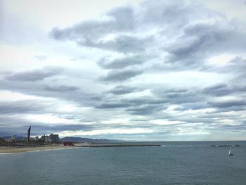 Scenic view of sea against cloudy sky