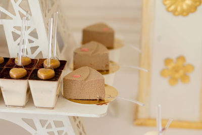 Close-up of dessert on table