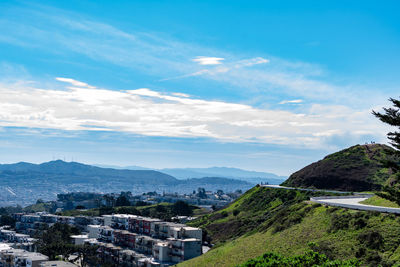 Scenic view of townscape against sky